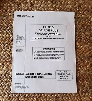 1998 Dometic Elite & Deluxe Plus Window Awnings Installation Manual RV Motorhome • $12.99