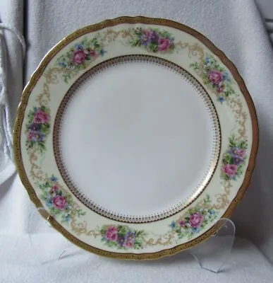 Antique Ahrenfeldt Limoges France Hand Painted Roses Gold Encrusted Plate 10.5   • $20