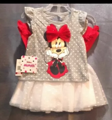 NWT Disney Minnie Mouse Tutu Outfit 3 Piece Set 2T Girl Birthday Party Outfit • $16