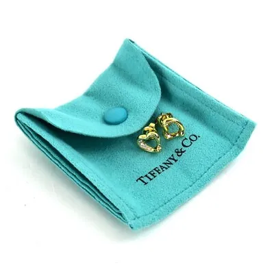 TIFFANY & Co.  Elsa Peretti /199818 Open Heart Diamond 18K Yellow Gold Earrings • $821.98