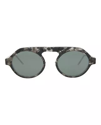 Thom Browne Unisex Round/Oval Grey Tortoise W Dark Grey - Silver Flash Mirror - • $169.99