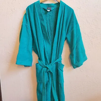 Vintage Surrey Mens Robe Green 100% Thick Cotton Terry Side Pockets One Size • $26.99