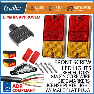 $49.95 • Buy 2 X 10 LED TRAILER LIGHTS KIT, Trailer Plug, CABLE, Side Marker, No. Plate Light