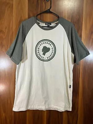 Tucana Designs Ecuador Raglan Short Sleeve Casual T-Shirt Size XL Ivory/Forest • $20