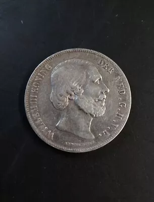 1859 Netherlands Willem III .945 Silver 2 1/2 Gulden Coin Rare 24.79 Grams  • $29.99
