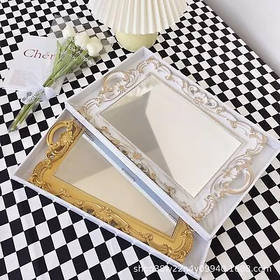 Large Decorative Mirror Display Plate Tealight Candle Holder Vanity Perfume Tray • £7.94