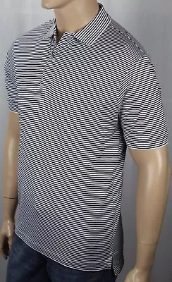 David Chu Lincs Black Cream Striped Classic Fit Interlock Polo Shirt NWT • $34.24