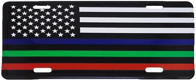 USA 50 Star Thin Blue Green Red Line 6 X12  Aluminum License Plate USA Made • $8.88