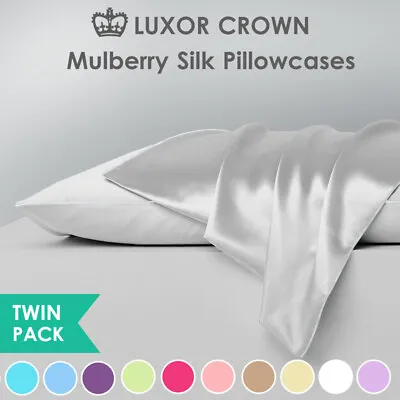 $35.50 • Buy 2x Mulberry Silk Standard Pillow Case Slip Protector Genuine 25 Momme Silk Gift