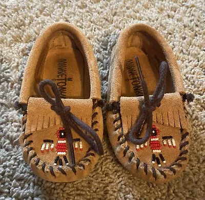 Minnetonka Kids Thunderbird II Moccasins Size 7 Toddler Little Girls Brown  • $10.99