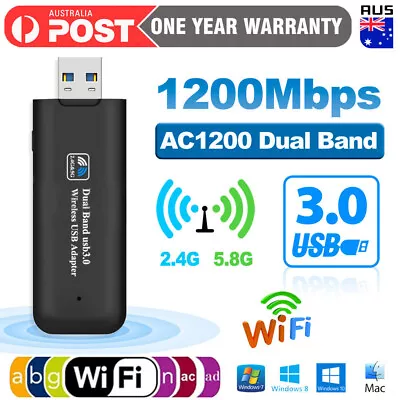 $13.49 • Buy USB 3.0 Wireless 1200Mbps WiFi Network Receiver Adapter 5GHz Dual Band Dongle