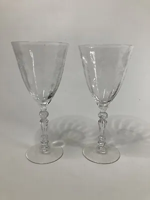 Vintage Fostoria Chintz Wine Glasses Set Of 2 Etched Crystal • $19