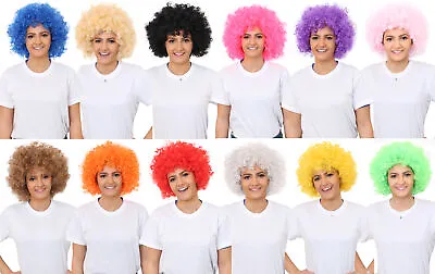 Afro Wig Fancy Dress Curly Mens Ladies Clown Hair 70s Disco Supporter Lot • £9.99