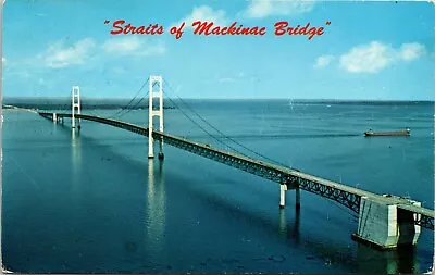 Straits Of Mackinac Bridge Michigan Vintage Postcard  • $4.75