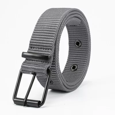 Men Canvas Belt Military Strap Waist Belts Webbing Adjustable Buckle Plus Size ‖ • $7.88