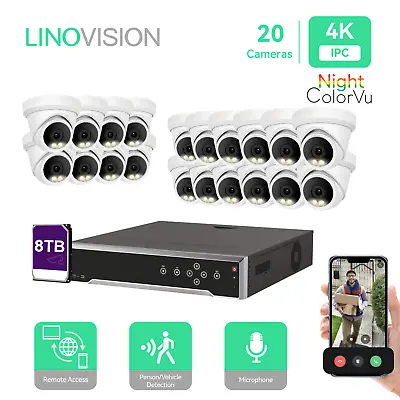 LINOVISION 32CH PoE IP Night Color Security Camera System With 20 Turret Cameras • $3199.99