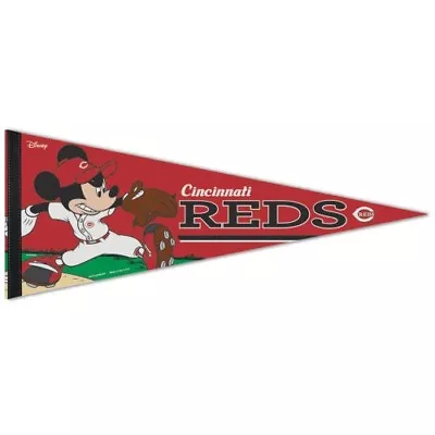 Cincinnati Reds Mickey Mouse Disney Premium Quality Pennant 12 X30  Banner • $15.99
