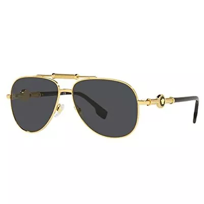 Authentic Versace Sunglasses VE 2236-100287 Gold W/Dark Grey 59mm    NEW  • $132.14