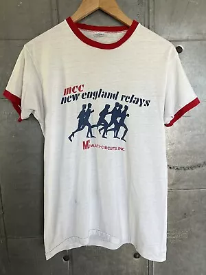 Vintage Champion 70s Ringer T Shirt Large New England Relays Distressed Grunge M • $25