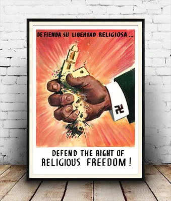 Defend The Right : Vintage Anti German Wartime Propaganda  Poster Reproduction. • £5.09