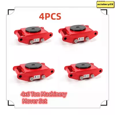 4x6 Ton Machinery Mover Set Machine Dolly Skate 4 Rollers W/ 360° Rotate Cap • $152