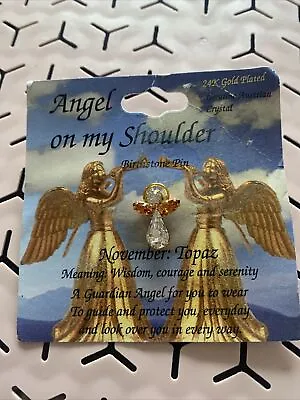£4 • Buy Angel On My Shoulder Topaz  Birthstone Pin For November