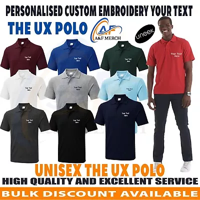 Personalised Custom Embroidery UX Polo Shirt Your Text Unisex Workwear Gift • £9.99