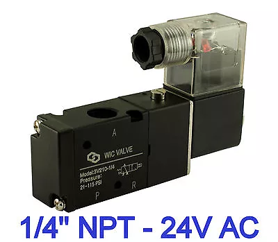 $23.99 • Buy 1/4  Inch 3 Way 2 Position Inline Directional Control Solenoid Air Valve 24V AC 
