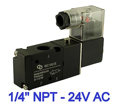 1/4  Inch 3 Way 2 Position Inline Directional Control Solenoid Air Valve 24V AC  • $23.99