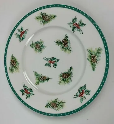 Mikasa Christmas Wish Plate HK713 Ultima+ Fine China Pine Cones Holly Berries  • $11.96
