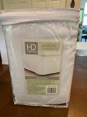 $19.99 • Buy HD Designs King Cotton Sateen Bedskirt Bright White | 15  Drop | Split Corner