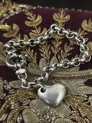 925 Sterling Silver Milor Italy Link 7mm Heart Charm Bracelet 7.5in - 25.6g • $65.99