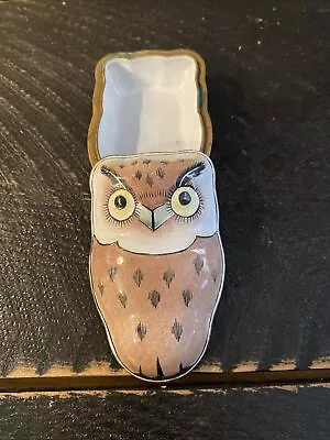 Vintage Enamel Like Painted Metal  Owl Trinket Box - HTF • $8.99