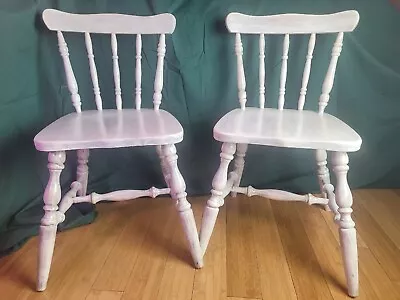 White Antique Finish Oak Chairs • $175