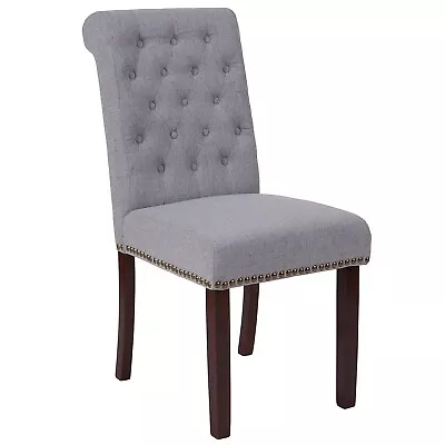 Flash Furniture Mid-Century Modern Fabric Parsons Dining Chair Light Gray • $285.59