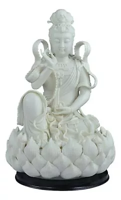 11.5  Fine Porcelain Free Quan Yin Buddha Sitting On A Lotus Statue Guanyin... • $157.30