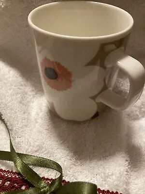 MARIMEKKO Unikko Coffee Mug Cup Beige White Flower Printed For Coffee Tea • $39.99