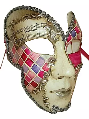 Mar 6 Butterfly Mask Made In Venicepapier Mache Handpainted Pink/silver Mosaic  • £28.50