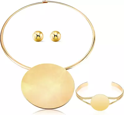 3 Pcs African Jewelry Sets Gold Choker Earrings Bracelet African Collar Stateme • $22.49