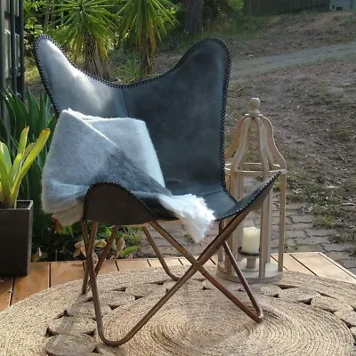 Vintage Classic Cover Cowhide Retro Black Leather BKF Butterfly Chair Only Cover • £60