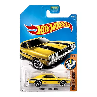 HOT WHEELS '69 Dodge Charger 500 Yellow HW Muscle Mania Mooneyes DTY89 2017 • $3.99