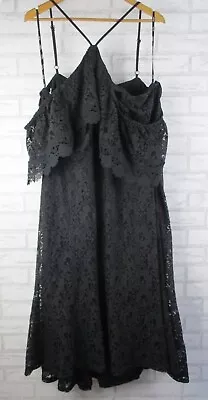 City Chic Womens A-line Black Lace Dress XXL 24 Cold Shoulder • $48