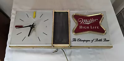 Vintage 1960s Miller High Life Lighted Bar Advertising Clock Sign Disco WORKING • $249.99