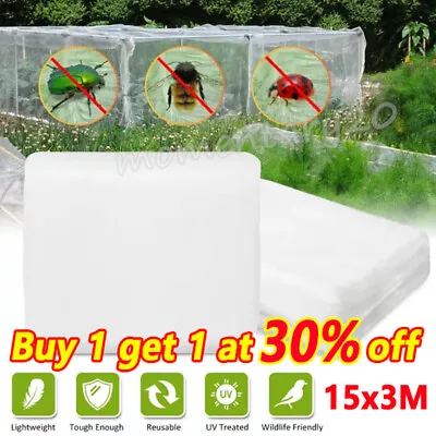 15M Garden Protect Insect Animal Netting.Vegetables/Crops/Plant.Mesh Bird Net UK • £2.83