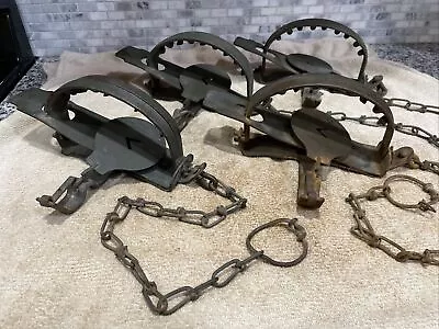 4 Vintage Oneida No 14 Jump Traps Trapping Newhouse Victor Sargent • $49