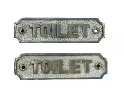 2 Gold Toilet Signs 4 1/2  X 1  Restroom Metal Plaque Door Bar Restaurant Small • $19.99