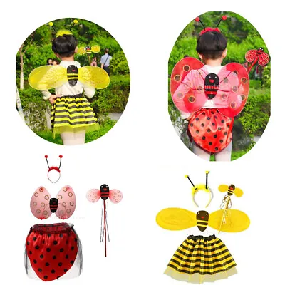 £8.22 • Buy 4/set Girls Kids Insect Bumble Bee Ladybird Costume Party Fairy Fancy Dress