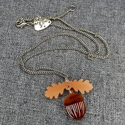 Tatty Devine Statement Acrylic Autumn Acorn Oak Leaf Necklace Retro Vintage • £20