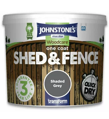 Johnstones Woodcare One Coat Garden Shed And Fence Wood Paint 5L Quick Dry Grey • £16.50