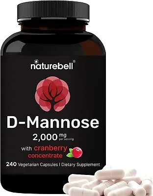 NATUREBELL Made With Organic D-Mannose 1000Mg Per Serving 200 Capsules Strongl • $52.74